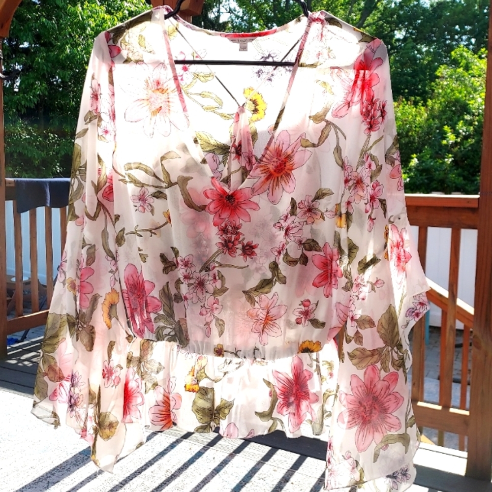 Guess Floral Flowy Festival Top Girlhoodcore Fairycore Feminine